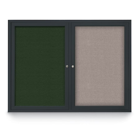United Visual Products Decor Wood Combo Board, 24"x18", Light Oak/White Porcelain & Cloud UV701DEFAB-LTOAK-WHTPORC-CLOUD